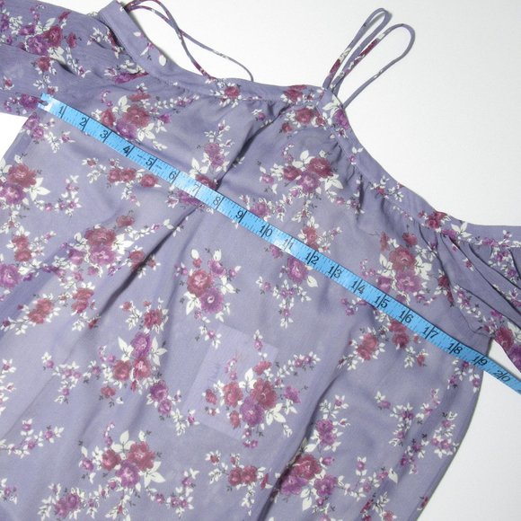 WAYF Liberty Cold Shoulder Blouse Purple Floral - L to XL (No Size Tag) - Picture 5 of 7